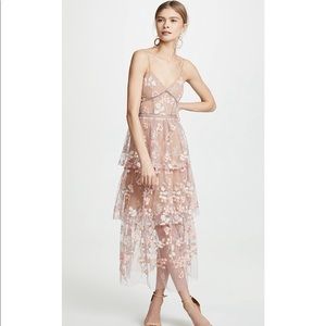 Self-Portrait Floral Embellished Pink Midi Dress